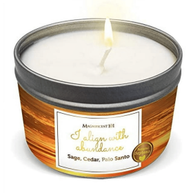 MAGNIFICENT 101 Affirmations Sage, Cedar, Palo Santo, Sprinkle of sage Leaves Smudge Candle for House Energy Cleansing